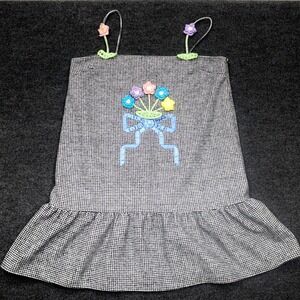 Teddy Fresh Houndstooth Crochet Flower Dress Cottagecore Women XL Black White